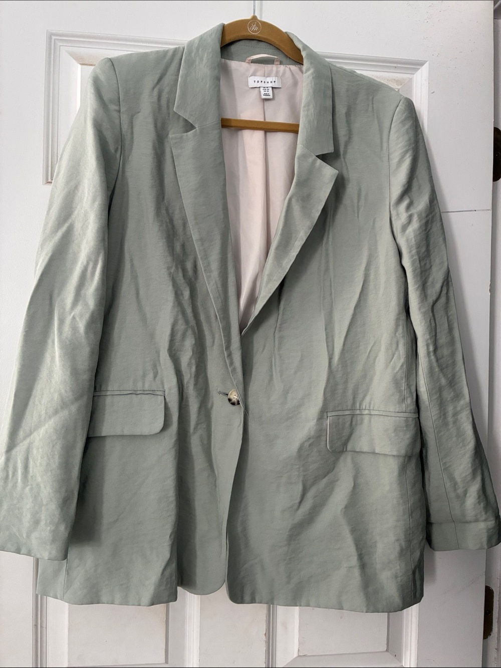 Topshop Light Mint Single-Button Blazer